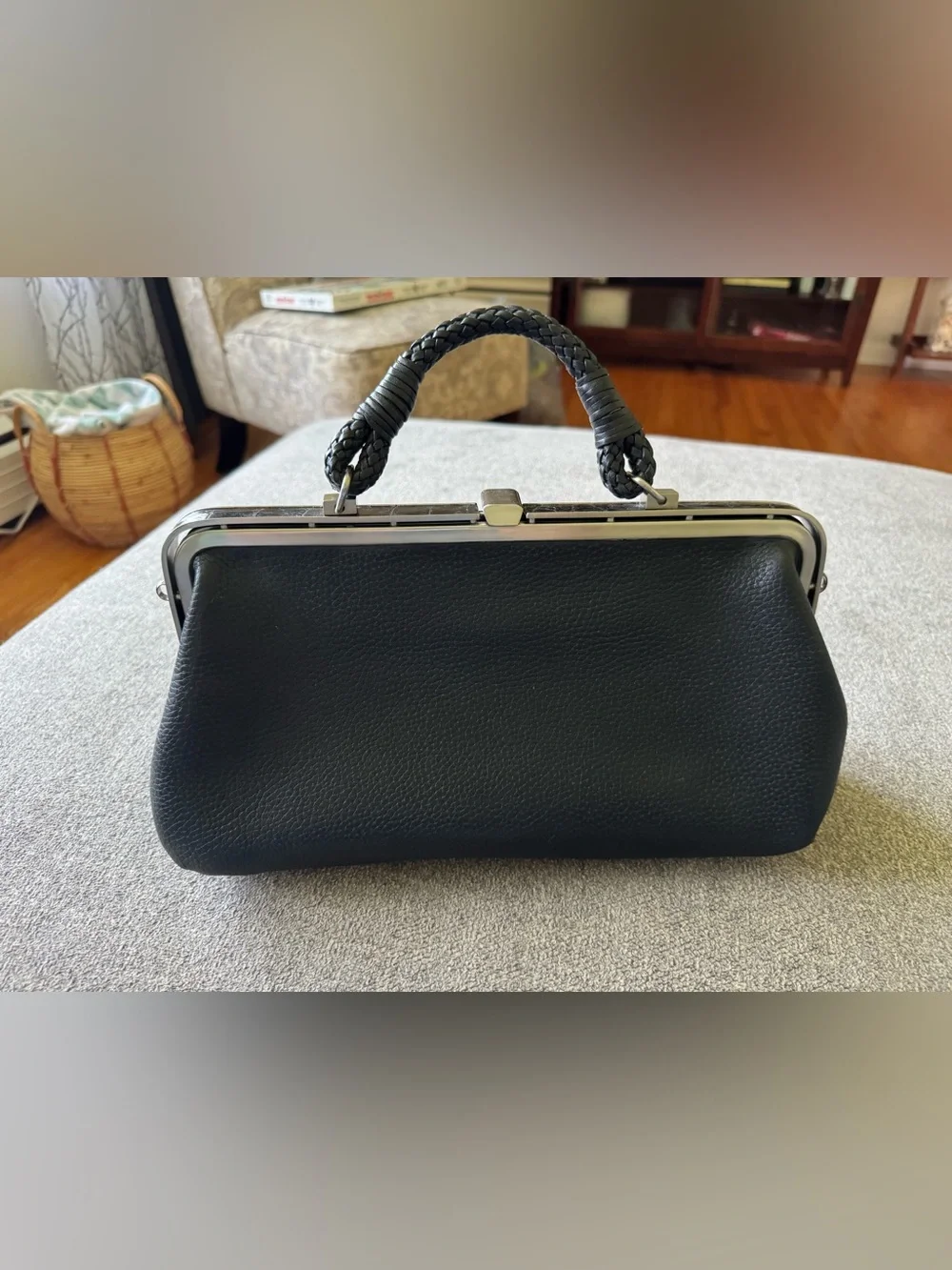 Vintage Brighton Black Leather Top-Handle Satchel